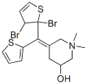 CAS 登录号:38795-19-6, 5-(二噻吩-2-基亚甲基)-1,1-二甲基哌啶-1-鎓-3-醇溴化物