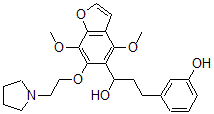 CAS 登录号：40680-99-7， 4,7-二甲氧基-alpha-[2-(3-羟基苯基)乙基]-6-[2-(1-吡咯烷基)乙氧基]-5-苯并呋喃甲醇