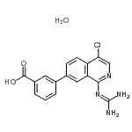 CAS 登录号：423158-56-9， 3-{4-氯-1-[(二氨基亚甲基)氨基]-7-异喹啉基}苯甲酸水合物(1:1)