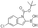 CAS 登录号：475102-12-6， (5-氯-1-{[(2-甲基-2-丙基)氧基]羰基}-1H-吲哚-2-基)硼酸