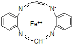 CAS 登录号:50792-65-9, (SP-4-1)-(7,16-二氢二苯并(b,i)(1,4,8,11)四氮杂环十四碳六烯(2-)-N5,N9,N14,N18)-铁
