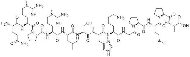 CAS 登录号:568565-11-7, 谷氨酰胺酰-精氨酰-脯氨酰-精氨酰-亮氨酰-丝氨酰-组氨酰-赖氨酰-甘氨酰-脯氨酰-蛋氨酰-脯氨酰-丙氨酸