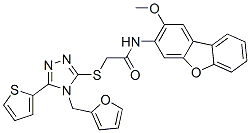 CAS 登录号：587010-73-9， 2-[[4-(呋喃-2-基甲基)-5-(2-噻吩基)-4H-1,2,4-三唑-3-基]硫代]-N-(2-甲氧基-3-二苯并呋喃基)-乙酰胺