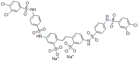 CAS#: 58727-01-8, 2,2'-(1,2-Ethenediyl)bis(5-(((4-(((3,4-dichlorophenyl)sulfonyl)amino)phenyl)sulfonyl)amino)benzenesulfonic acid, disodium salt