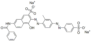 CAS 登录号：5873-24-5， 7-(苯甲酰基氨基)-4-羟基-3-[[2-甲基-4-[(4-磺酸基苯基)偶氮]苯基]偶氮]萘-2-磺酸二钠