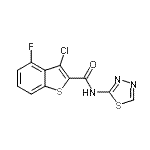 CAS 登录号:588674-12-8, 3-氯-4-氟-N-(1,3,4-噻二唑-2-基)-1-苯并噻吩-2-甲酰胺