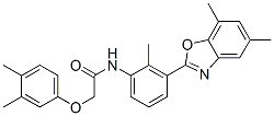 CAS 登录号：590395-92-9， N-[3-(5,7-二甲基-2-苯并恶唑基)-2-甲基苯基]-2-(3,4-二甲基苯氧基)-乙酰胺