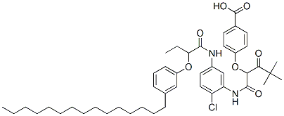 CAS 登录号：60247-55-4， 4-[1-[[[2-氯-5-[[1-氧代-2-(3-十五烷基苯氧基)丁基]氨基]苯基]氨基]羰基]-3,3-二甲基-2-氧代丁氧基]苯甲酸