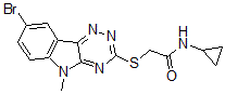 CAS 登录号：603947-08-6， 2-[(8-溴-5-甲基-5H-1,2,4-三嗪并[5,6-b]吲哚-3-基)硫代]-N-环丙基-乙酰胺