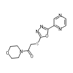 CAS 登录号：604740-40-1， 1-(4-吗啉基)-2-{[5-(2-吡嗪基)-1,3,4-恶二唑-2-基]硫基}乙酮