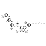 CAS 登录号：6058-62-4， 五钠5-[(4-氯-6-{[5-({4-氯-6-[(3-磺酸苯基)氨基]-1,3,5-三嗪-2-基}氨基)-2-磺酸苯基]氨基}-1,3,5-三嗪-2-基)氨基]-4-羟基-3-[(2-磺酸苯基)偶氮]-2,7-萘并醛烯二磺酸酯