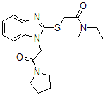 CAS 登录号：606109-56-2， N,N-二乙基-2-[[1-[2-氧代-2-(吡咯烷-1-基)乙基]-1H-苯并[d]咪唑-2-基]硫代]-乙酰胺