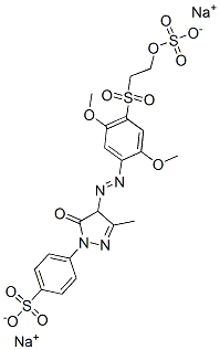 CAS#: 62121-76-0, 4-[4-[[2,5-Dimethoxy-4-[[2-(Sulphooxy)Ethyl]Sulphonyl]Phenyl]Azo]-4,5-Dihydro-3-Methyl-5-Oxo-1H-Pyrazol-1-Yl]Benzenesulphonic Acid, Sodium Salt