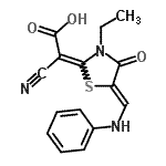 CAS 登录号：623550-69-6， (2E)-[(5Z)-5-(苯胺基亚甲基)-3-乙基-4-氧代-1,3-噻唑烷-2-亚基](氰基)乙酸