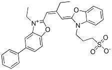 CAS 登录号：63148-76-5， 3-乙基-5-苯基-2-[2-[[3-(3-磺酸丙基)苯并恶唑-2(3H)-亚基]甲基]-1-丁烯基]苯并恶唑-3-鎓