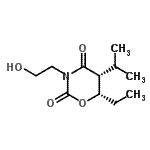 CAS 登录号：637337-95-2， (5R,6S)-6-乙基-3-(2-羟基乙基)-5-异丙基-1,3-恶嗪烷-2,4-二酮