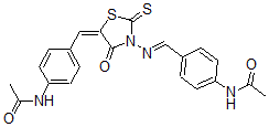 CAS 登录号：64058-89-5， N-(4-((3-(((4-(乙酰氨基)苯基)亚甲基)氨基)-4-氧代-2-硫代-5-噻唑烷亚基)甲基)苯基)-乙酰胺