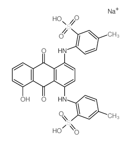 CAS 登录号：6424-97-1， 2,2'-[(9,10-二氢-5-羟基-9,10-二氧代蒽-1,4-二基)二亚胺]二[5-甲基苯磺酸]钠盐