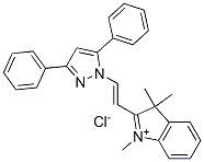 CAS 登录号：64683-43-8， 2-[2-(3,5-二苯基-1H-吡唑-1-基)乙烯基]-1,3,3-三甲基-3H-吲哚鎓氯化物