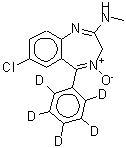 CAS#: 65891-81-8, 7-Chloro-N-methyl-5-(<sup>2</sup>H<sub>5</sub>)phenyl-3H-1,4-benzodiazepin-2-amine 4-oxide