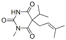 CAS 登录号:67051-27-8, 5-(3-甲基-2-丁烯基)-5-异丙基-1-甲基巴比妥酸