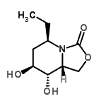 CAS 登录号：675130-49-1， (5R,7S,8S,8aR)-5-乙基-7,8-二羟基己氢[1,3]恶唑并[3,4-a]吡啶-3-酮