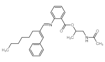 CAS 登录号：67924-13-4， 2-((2-(苯基亚甲基)辛亚基)氨基)苯甲酸甲酯