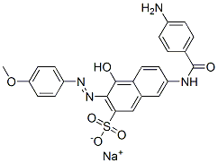 CAS#: 67990-25-4, 7-[(4-Aminobenzoyl)Amino]-4-Hydroxy-3-[(4-Methoxyphenyl)Azo]-2-Naphthalenesulfonic Acid Sodium Salt