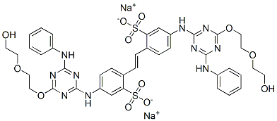 CAS 登录号：68003-31-6， 4,4'-二[[6-苯胺基-4-[2-(2-羟基乙氧基)乙氧基]-1,3,5-三嗪-2-基]氨基]二苯乙烯-2,2'-二磺酸二钠