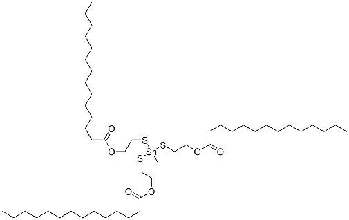 CAS 登录号:68928-38-1, (甲基锡烷次基)三(硫代亚乙基)三肉豆蔻酸酯