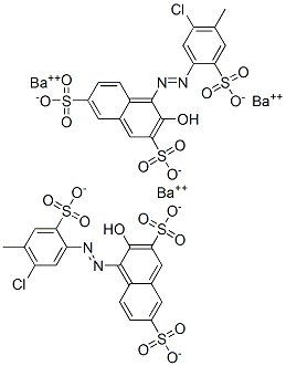 CAS 登录号：68959-10-4， 二[4-[(5-氯-4-甲基-2-磺酸基苯基)偶氮]-3-羟基萘-2,7-二磺酸]三钡