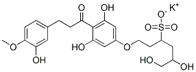 CAS 登录号：69873-10-5， 1-(3,5-二羟基-4-(3-(3-羟基-4-甲氧基苯基)-1-氧代丙基)苯氧基)-5,6-二羟基-3-己烷磺酸单钾盐