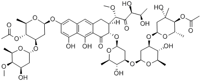 CAS 登录号:6992-69-4, 3'''-O-(4-O-乙酰基-3-C-甲基-2,6-二脱氧-alpha-L-阿拉伯糖-己糖吡喃糖苷)橄榄霉素D