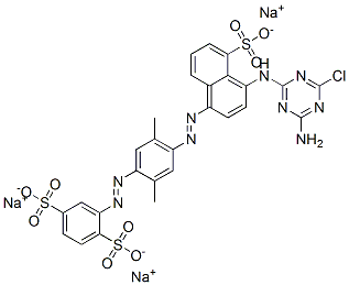 CAS#: 70210-13-8, Trisodium 2-[[4-[[4-[(4-Amino-6-Chloro-1,3,5-Triazin-2-Yl)Amino]-5-Sulphonatonaphthyl]Azo]-2,5-Dimethylphenyl]Azo]Benzene-1,4-Disulphonate