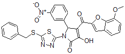 CAS 登录号:7050-44-4, 1-(5-苄基硫基-1,3,4-噻二唑-2-基)-4-羟基-3-(7-甲氧基-1-苯并呋喃-2-羰基)-2-(3-硝基苯基)-2H-吡咯-5-酮