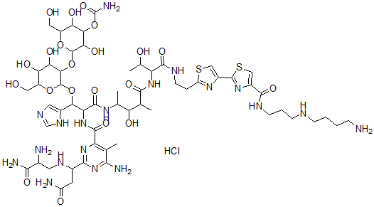 CAS#: 70502-64-6, [2-[2-[2-[[6-Amino-2-[1-[(2-Amino-2-Carbamoyl-Ethyl)Amino]-2-Carbamoyl-Ethyl]-5-Methyl-Pyrimidine-4-Carbonyl]Amino]-2-[[4-[[1-[2-[4-[4-[3-(4 -Aminobutylamino)Propylcarbamoyl]-1,3-Thiazol-2-Yl]-1,3-Thiazol-2-Yl]Ethylcarbamoyl]-2-Hydroxy-Propyl]Carbamoyl]-3-Hydroxy-Pentan-2-Yl]Carbamoyl]-1-(3H-Imidazol-4-Yl)Ethoxy]-4,5-Dihydroxy-6-(Hydroxymethyl)Oxan- 3-Yl]Oxy-3,5-Dihydroxy-6-(Hydroxymethyl)Oxan-4-Yl] Carbamate Hydrochloride