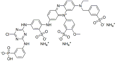 CAS 登录号：70851-44-4， 3-[[4-[[4-氯-6-[(3-膦酰苯基)氨基]-1,3,5-三嗪-2-基]氨基]-2-磺基苯基]氨基]-7-[乙基[(3-磺基苯基)甲基]氨基]-5-(4-甲氧基-3-磺基苯基)-吩嗪鎓氢氧化物内盐三铵盐