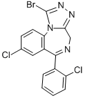 CAS 登录号:71368-68-8, 1-溴-8-氯-6-(2-氯苯基)-4H-(1,2,4)三唑并(4,3-a)(1,4)苯并二氮杂卓