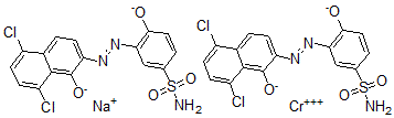 CAS#: 71550-00-0, Bis[3-[(5,8-Dichloro-1-Hydroxy- 2-Naphthalenyl)Azo]-4-Hydroxybenzenesulfonamidato (2-)]-Chromate Sodium