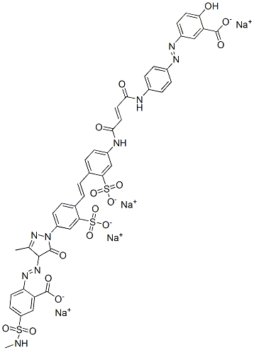 CAS 登录号：72139-20-9， 2-[[1-[4-[(E)-2-[4-[[(E)-4-[[4-[(2Z)-2-(3-羧基-4-氧代-1-环己-2,5-二烯亚基)肼基]苯基]氨基]-4-氧代丁-2-烯酰基]氨基]-2-磺酸苯基]乙烯基]-3-磺酸苯基]-3-甲基-5-氧代-4H-吡唑-4-基]偶氮]-5-(甲基氨基磺酰基)苯甲酸四钠