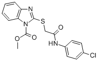 CAS 登录号：723247-50-5， 2-[(4-氯苯基氨基甲酰)甲硫基]-1H-苯并[d]咪唑-1-羧酸甲酯