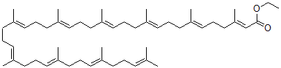 CAS 登录号:72505-71-6, (2E,6E,10E,14E,18E,22E,26E,30E,34E)-3,7,11,15,19,23,27,31,35,39-十甲基二十四碳-2,6,10,14,18,22,26,30,34,38-十烯酸乙酯