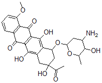 CAS#: 73610-99-8, 9-Acetyl-7-(4-Amino-5-Hydroxy-6-Methyloxan-2-Yl)Oxy-6,9,11-Trihydroxy-4-Methoxy-8,10-Dihydro-7H-Tetracene-5,12-Dione