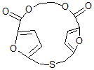 CAS 登录号:73853-09-5, 10,13,18,19-四氧杂-3-硫杂三环(13.2.1.1(5,8))十九碳-5,7,15,17-四烯-9,14-二酮