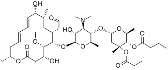 CAS 登录号：74014-51-0， [(2S,3S,4R,6S)-6-[(2R,3S,4R,5R,6S)-6-[[(4R,5S,6S,7R,9R,10R,11E,13E,16R)-4,10-二羟基-5-甲氧基-9,16-二甲基-2-氧代-7-(2-氧代乙基)-1-氧杂环十六碳-11,13-二烯-6-基]氧基]-4-二甲基氨基-5-羟基-2-甲基四氢吡喃-3-基]氧基-2,4-二甲基-4-丙酰氧基四氢吡喃-3-基]丁酸酯