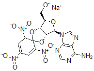 CAS 登录号：74792-78-2， [(3aR,4R,6R,6aR)-6-(6-氨基嘌呤-9-基)-1',3',5'-三硝基螺[3a,4,6,6a-四氢呋喃并[4,3-d][1,3]二氧杂环戊烯-2,6'-环己-1,3-二烯]-4-基]甲醇钠
