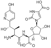 CAS 登录号：75005-71-9， 1-[5-[1-[[2-氨基-4-羟基-4-(5-羟基吡啶-2-基)-3-甲基丁酰基]氨基]-2-羟基-2-氧代乙基]-3,4-二羟基四氢呋喃-2-基]-2-氧代-3H-咪唑-4-羧酸