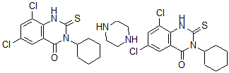 CAS 登录号:75129-84-9, 2,3-二氢-3-环己基-6,8-二氯-2-硫代-4-喹唑啉酮与哌嗪的化合物