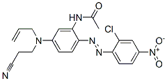 CAS 登录号：75150-11-7， N-[2-(2-氯-4-硝基苯基)偶氮-5-(2-氰基乙基-丙-2-烯基氨基)苯基]乙酰胺
