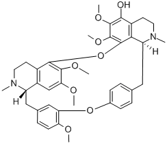 CAS 登录号：75352-27-1， (7S,19aS)-5,6,7,8,19a,20,21,22-八氢-12,24,25,31,32-五甲氧基-6,20-二甲基-4H-2,3,7-(1,3)丁二烯(1)基(4)亚基-15,18-乙烯桥-9,13-甲桥-19H-吡啶并(2,3,4-tu)-1,14,6-苯并二氧杂氮杂环二十二烷-23-醇
